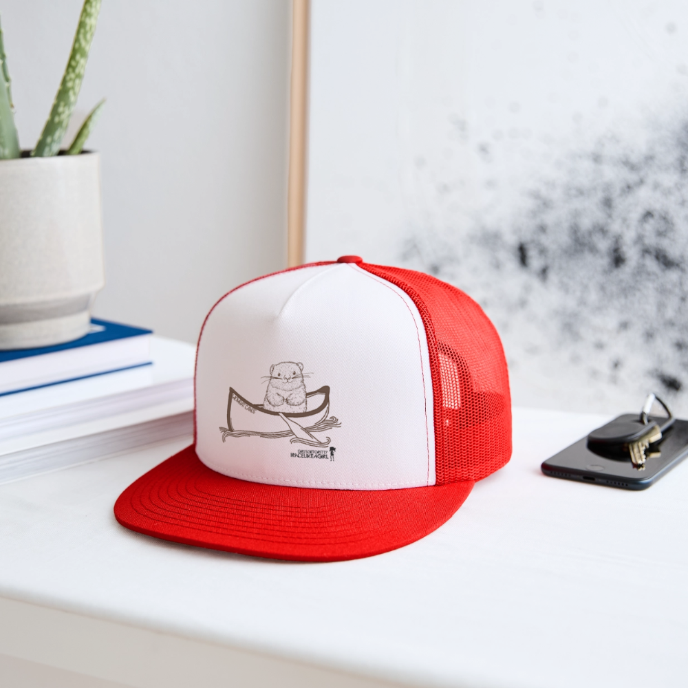 Wombat Canoe Truckers Hat - white/red
