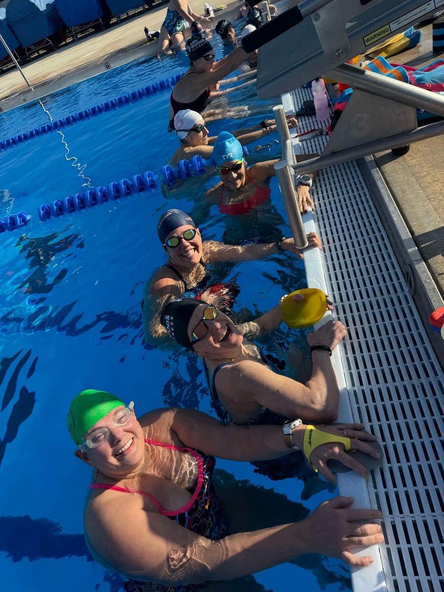 Team swim session in the pool